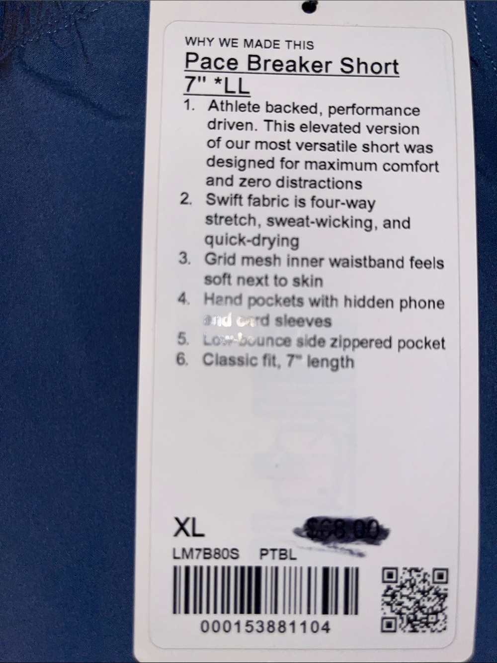 lululemon athletica Pace Breaker Short in Navy Blue - Picture 2 of 4